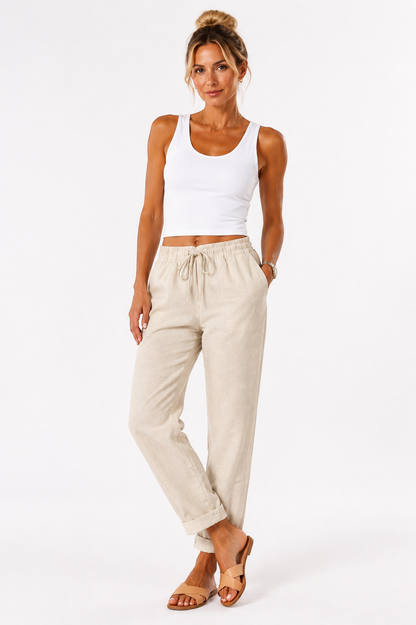 Polina | Women's trousers with elasticated waistband and drawstring | Relaxed fit