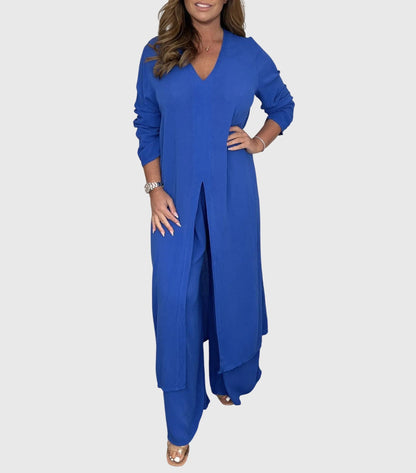 Melina | Two-piece set with long top and straight trousers