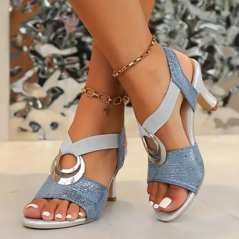 Nadine | Damen Sandalen mit Knöchelriemen und Zierelement