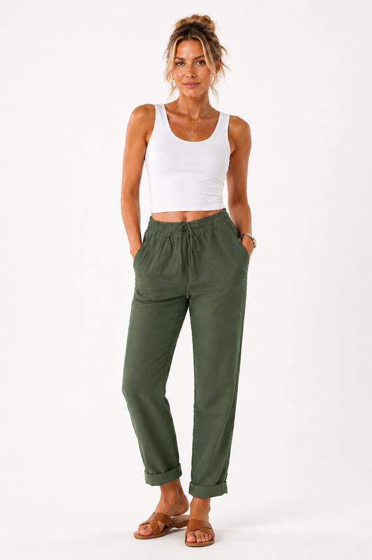 Polina | Women's trousers with elasticated waistband and drawstring | Relaxed fit