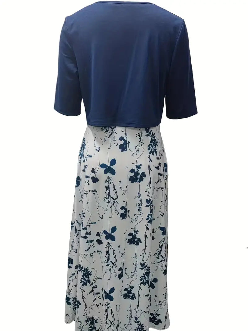 Frieda | Women's Elegant Floral Dress Set with Short Top