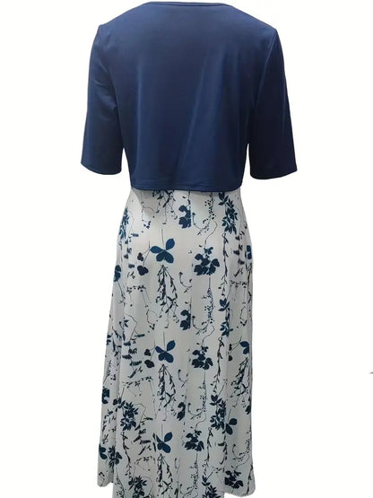 Frieda | Women's Elegant Floral Dress Set with Short Top