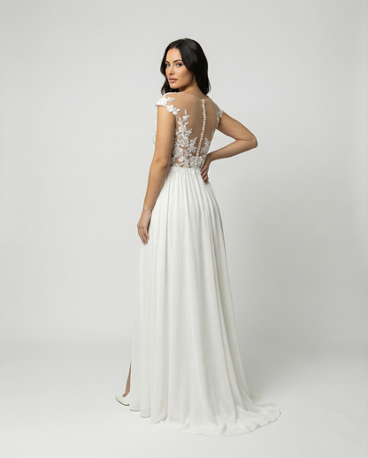 Josefine | Elegantes Maxikleid mit Blumenmuster und Schlitz | Maxi