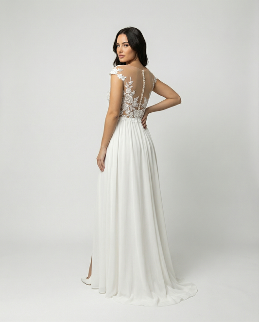 Josefine | Elegantes Maxikleid mit Blumenmuster und Schlitz | Maxi