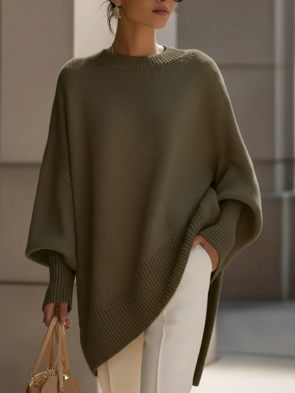 Bertha | Oversized women's poncho with round neckline | Long sleeves