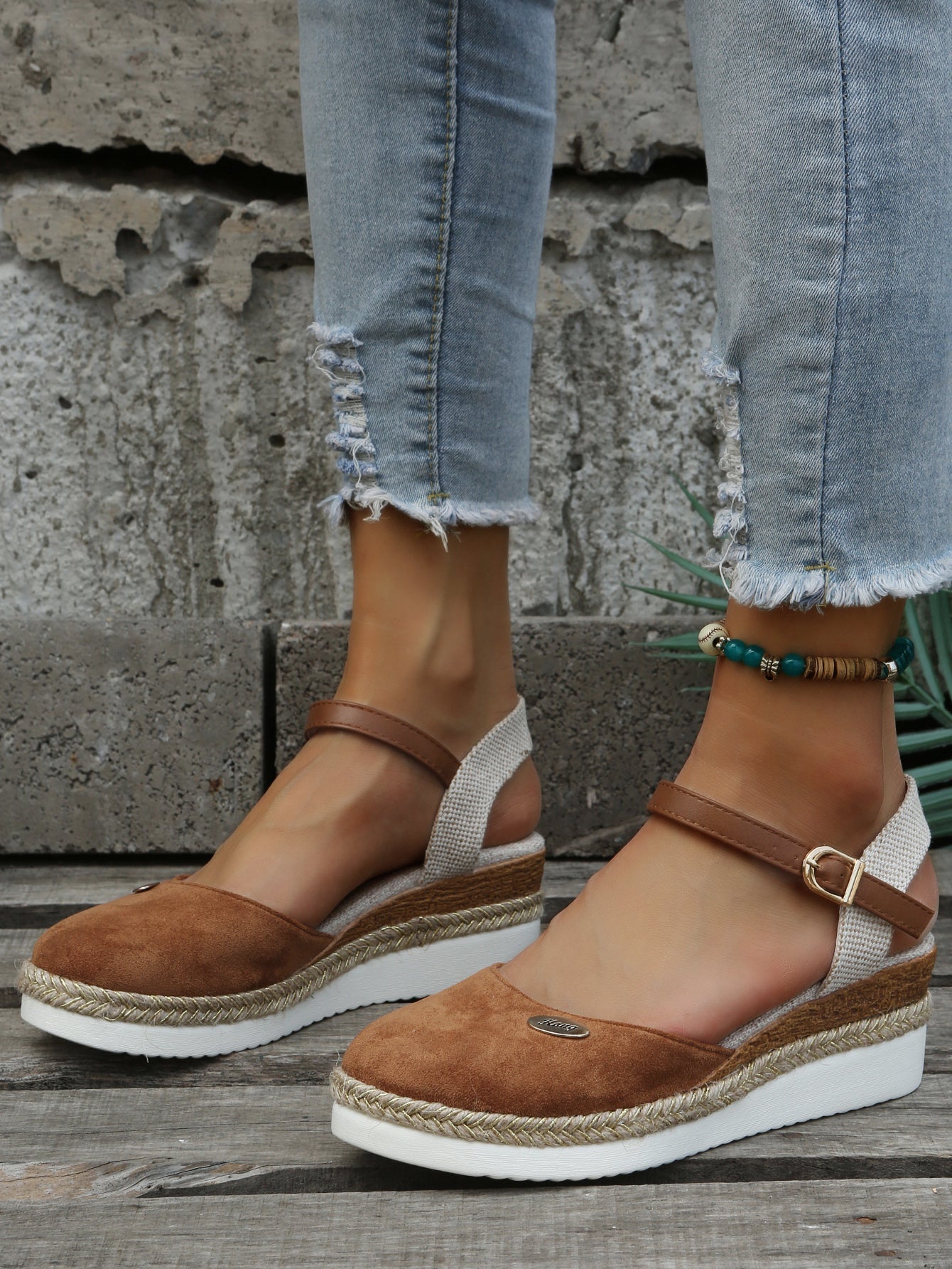 Naomi | Women's Espadrille Platform Sandals with Metallic Accent