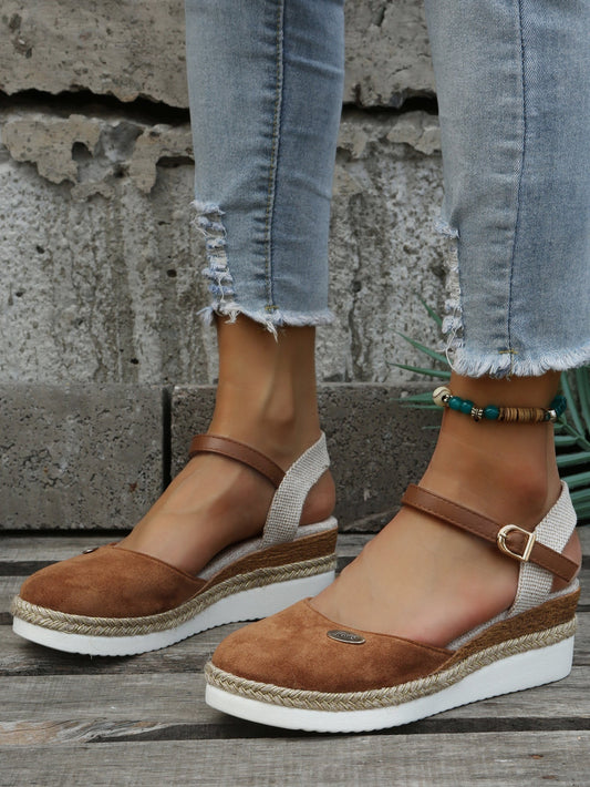 Naomi | Women's Espadrille Platform Sandals with Metallic Accent