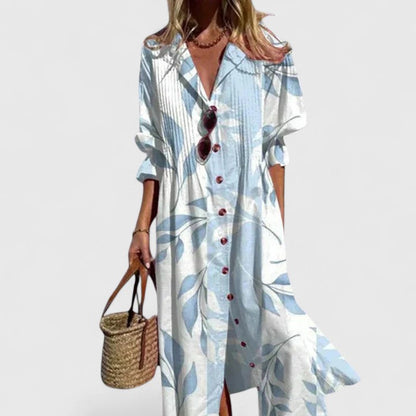 Theresa | Vestito midi da donna con motivo floreale e abbottonatura