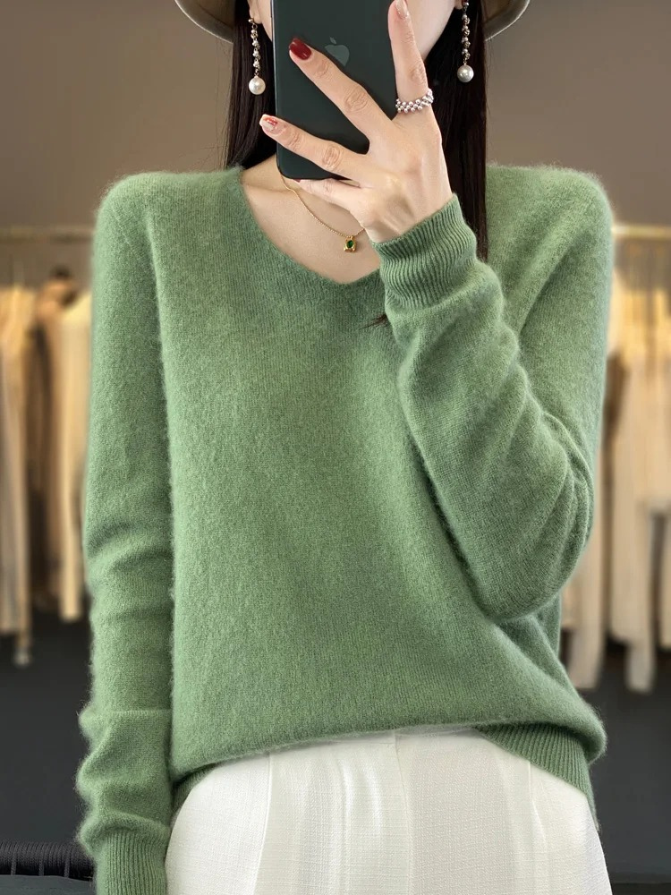 Jamila | Damen Cashmere Pullover mit elegantem V-Ausschnitt
