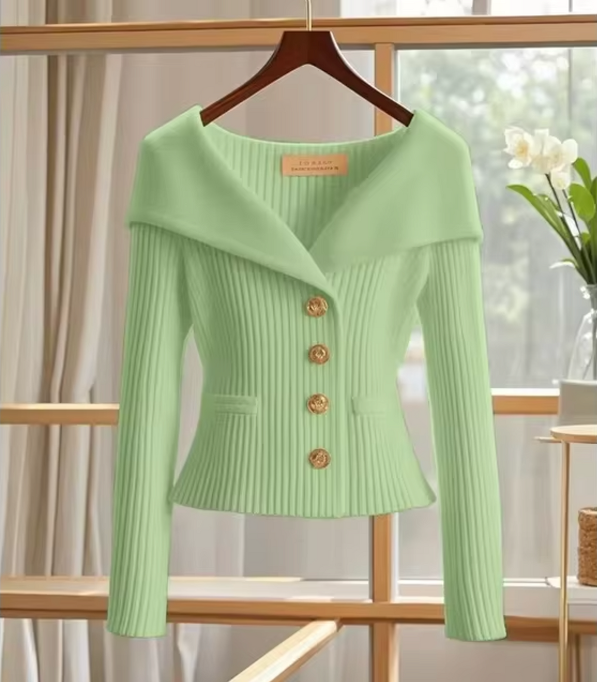 Katharina | Kurze Strickjacke mit Goldknöpfen