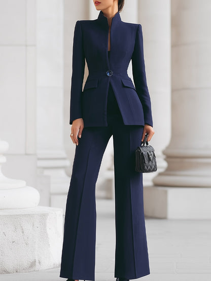 Marlene | Damen Blazer Set mit tailliertem Schnitt und weiter Hose