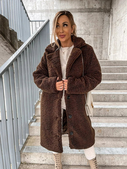 Anna | Plüsch-Trenchcoat in langer Passform