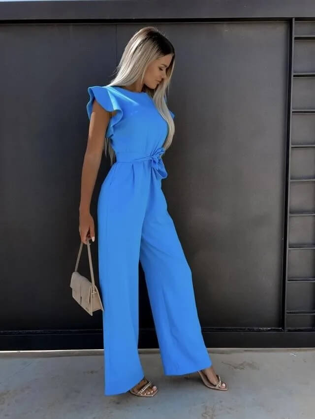 Delina | Moderner Damen-Jumpsuit mit Rüschenärmeln | figurbetonter Passform