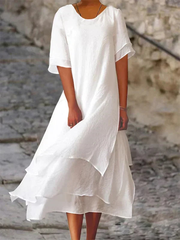 Sabrina | Maxikleid im Lagenlook mit Rundhalsausschnitt