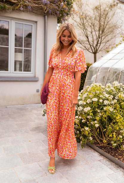 Yvonne | Damen Maxikleid mit floralem Print und taillierter Form
