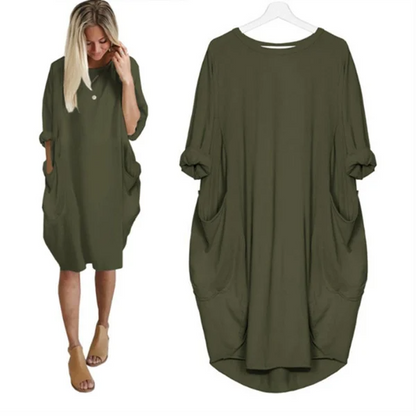 Gisla | Lässiges Damen Kleid mit Taschen und weiten Ärmeln