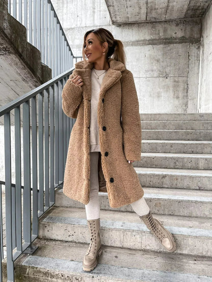 Anna | Plüsch-Trenchcoat in langer Passform