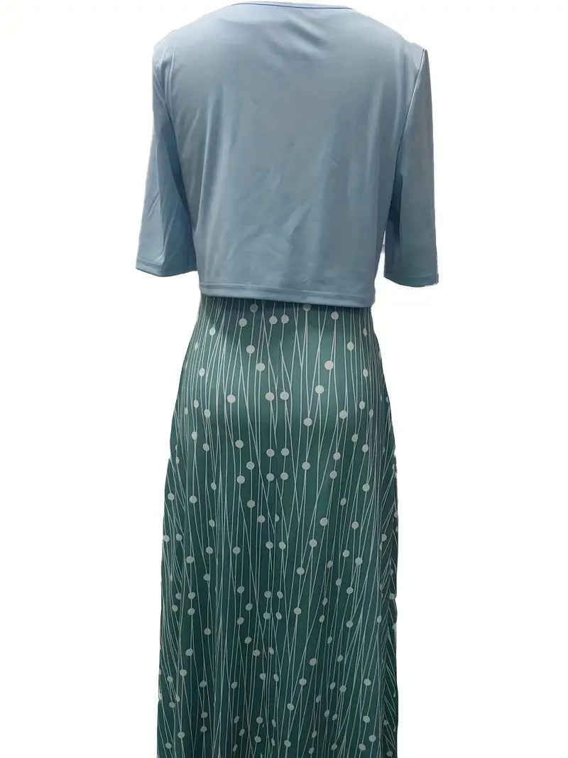 Frieda | Women's Elegant Floral Dress Set with Short Top