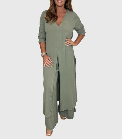 Melina | Two-piece set with long top and straight trousers
