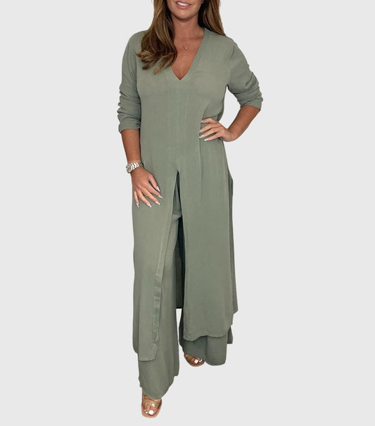 Melina | Zweiteiliges Set mit Langem Oberteil und Gerader Hose