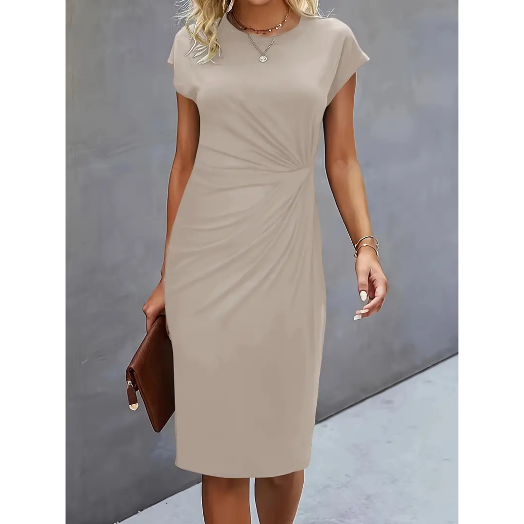 Jasmina |Figurbetontes Midikleid mit kurzen Ärmeln | Midi
