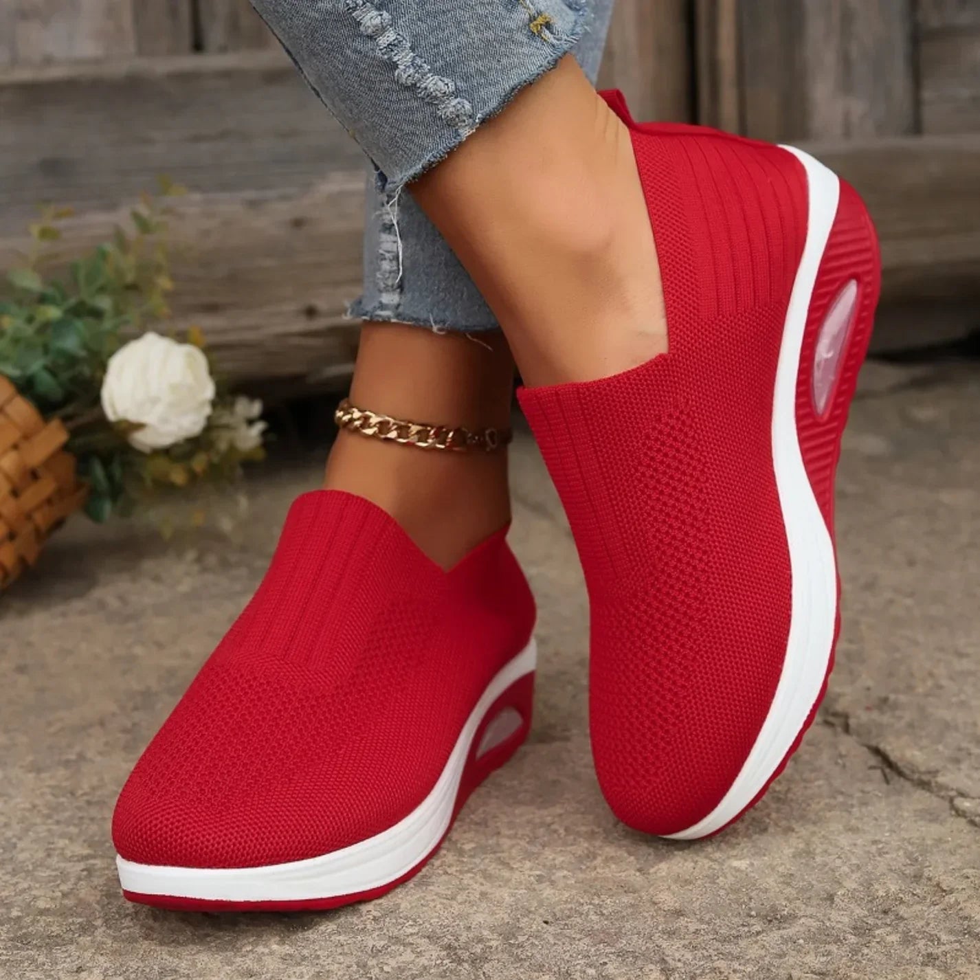 Lotte | Orthopädische Slip-on Schuhe mit Strick und Sohle