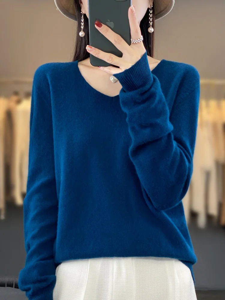 Jamila | Damen Cashmere Pullover mit elegantem V-Ausschnitt