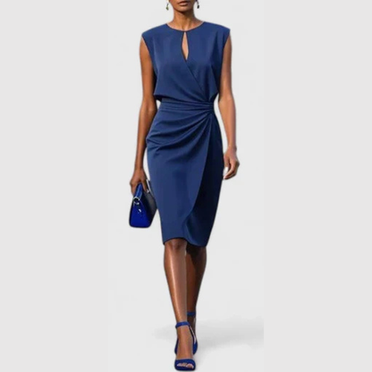 Emilia | Damen Midikleid ohne Ärmel mit Raffungen