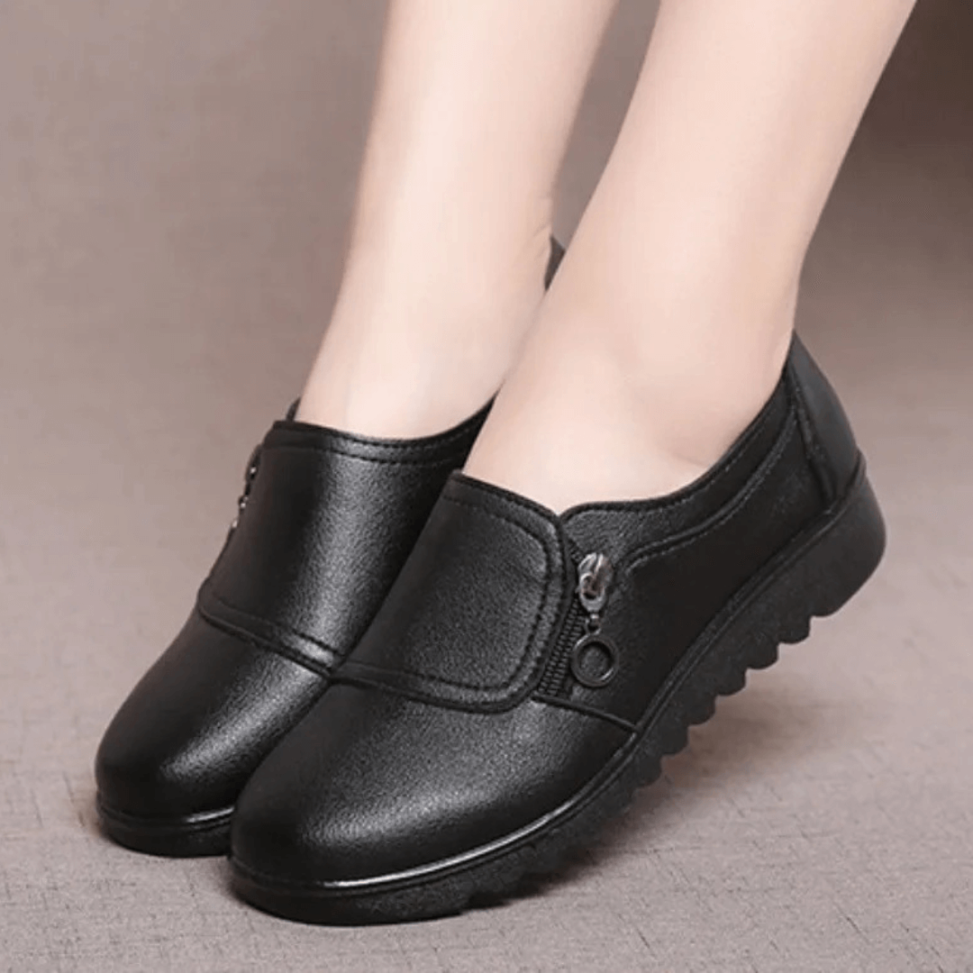 Brigitte | Orthopädische Halbschuhe mit Reißverschluss und dicker Sohle