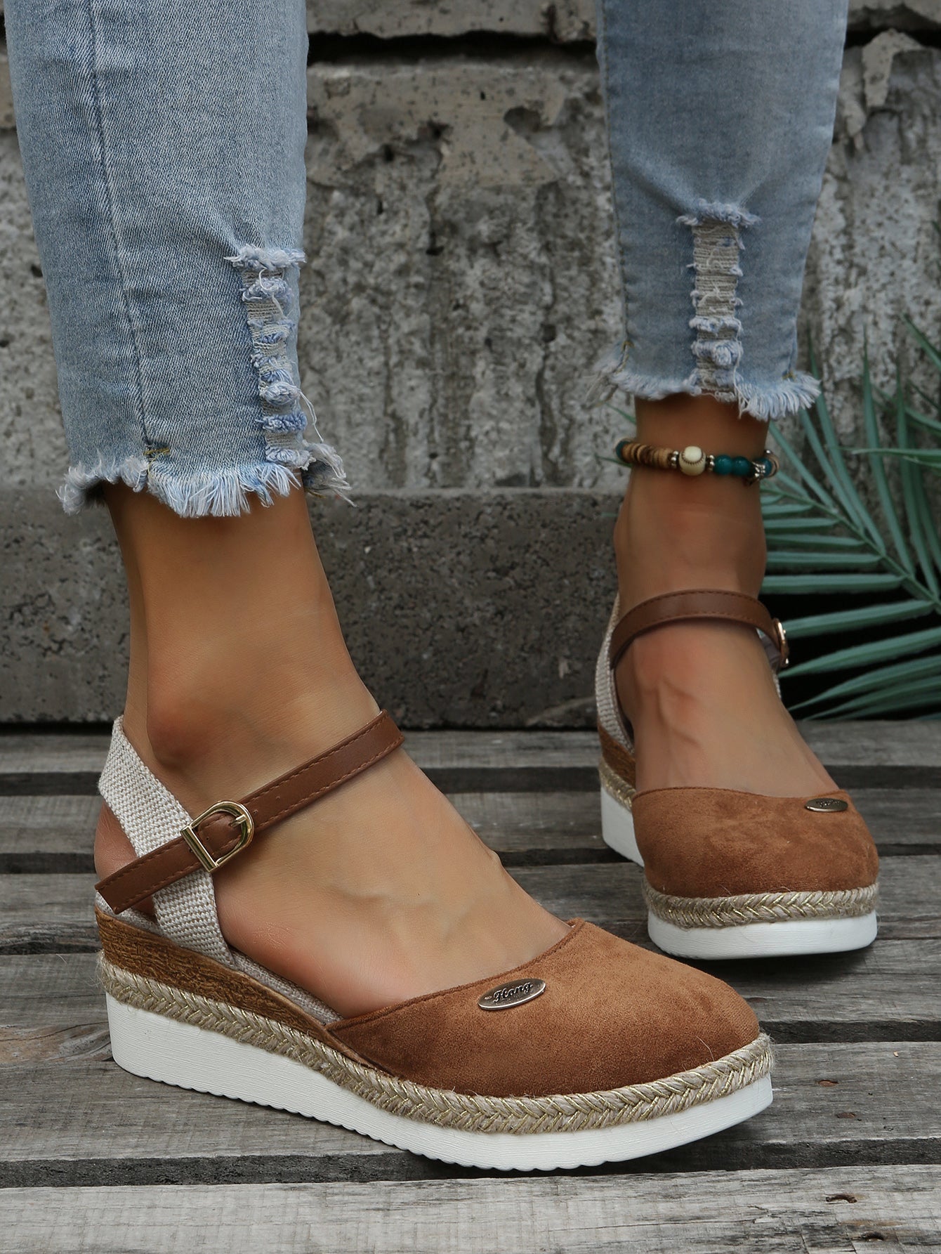 Naomi | Women's Espadrille Platform Sandals with Metallic Accent