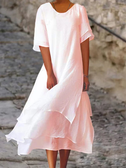 Sabrina | Maxikleid im Lagenlook mit Rundhalsausschnitt