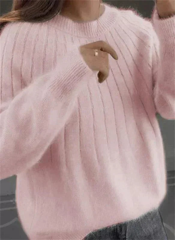Melanie | Flauschiger Strickpullover aus Kaschmir mit Rippstruktur
