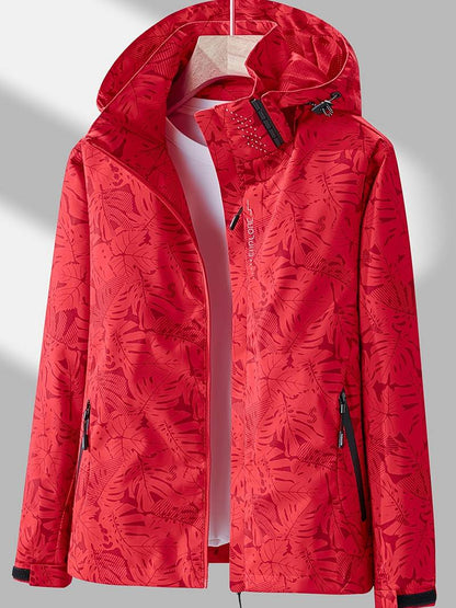 Nadine | Kapuzenjacke mit Reißverschluss und Blättermuster