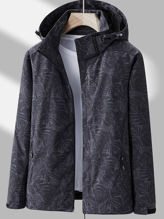 Nadine | Kapuzenjacke mit Reißverschluss und Blättermuster