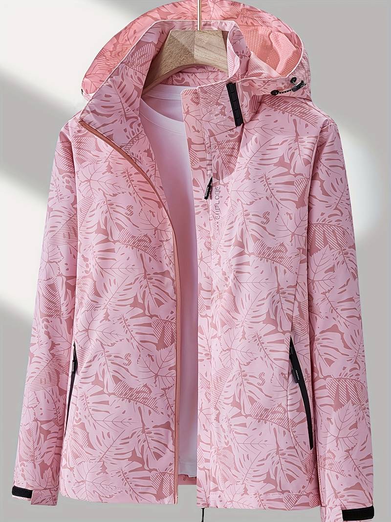 Nadine | Kapuzenjacke mit Reißverschluss und Blättermuster