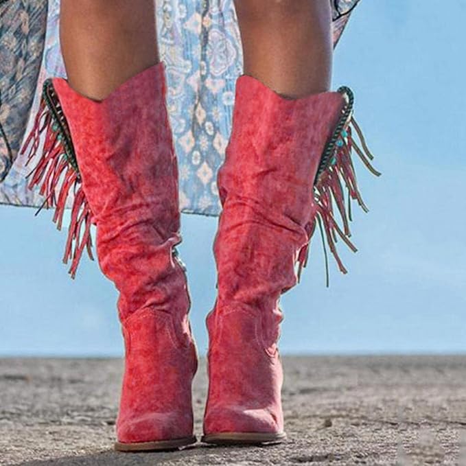 Silvia | Damen Western-Cowboy-Stiefel mit Fransen