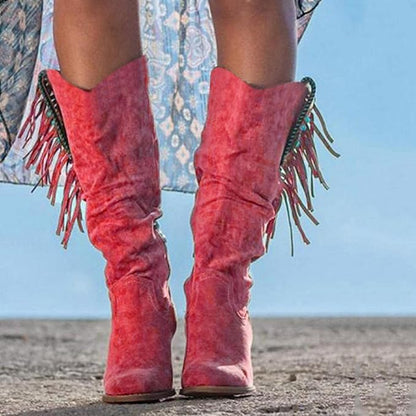 Silvia | Damen Western-Cowboy-Stiefel mit Fransen