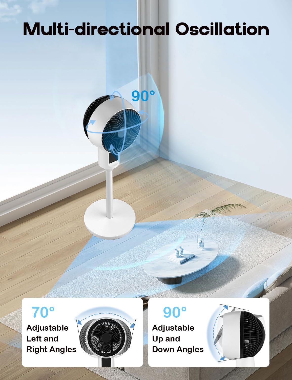 Veltrix | Höhenverstellbarer Standventilator mit Oszillation