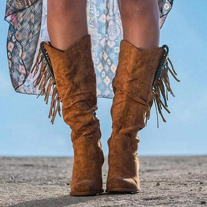 Silvia | Damen Western-Cowboy-Stiefel mit Fransen