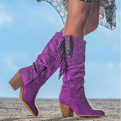 Silvia | Damen Western-Cowboy-Stiefel mit Fransen