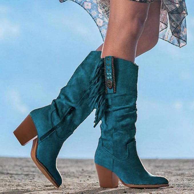 Silvia | Damen Western-Cowboy-Stiefel mit Fransen