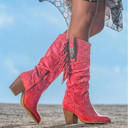 Silvia | Damen Western-Cowboy-Stiefel mit Fransen