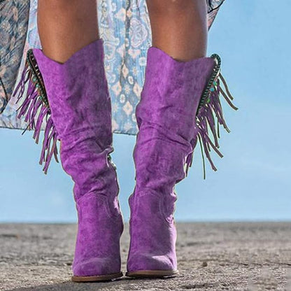 Silvia | Damen Western-Cowboy-Stiefel mit Fransen