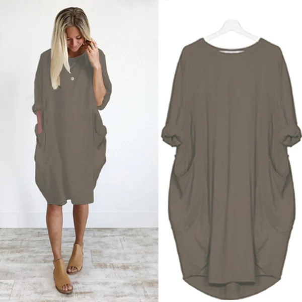 Gisla | Lässiges Damen Kleid mit Taschen und weiten Ärmeln