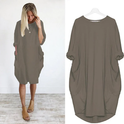 Gisla | Lässiges Damen Kleid mit Taschen und weiten Ärmeln