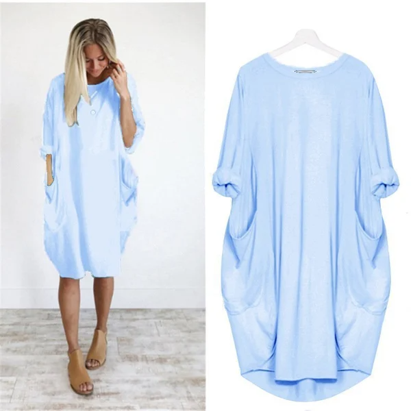 Gisla | Lässiges Damen Kleid mit Taschen und weiten Ärmeln