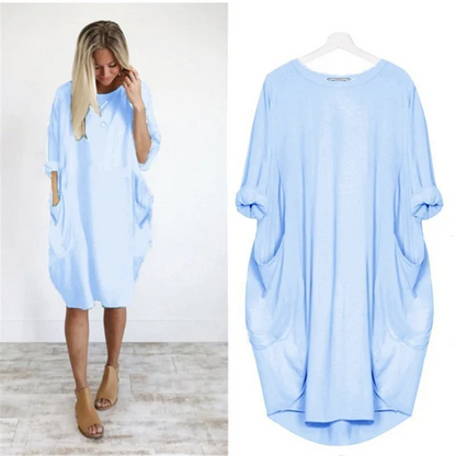 Gisla | Lässiges Damen Kleid mit Taschen und weiten Ärmeln