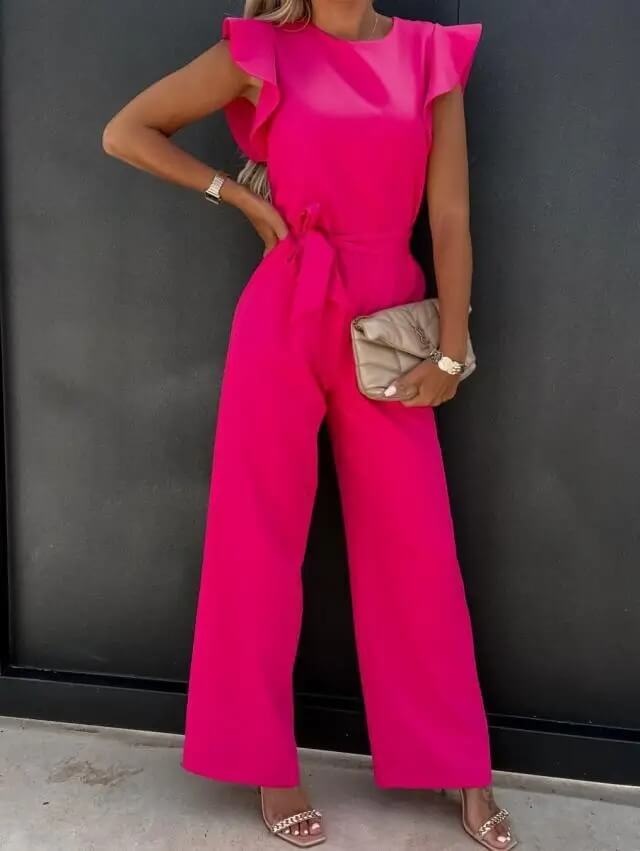 Delina | Moderner Damen-Jumpsuit mit Rüschenärmeln | figurbetonter Passform