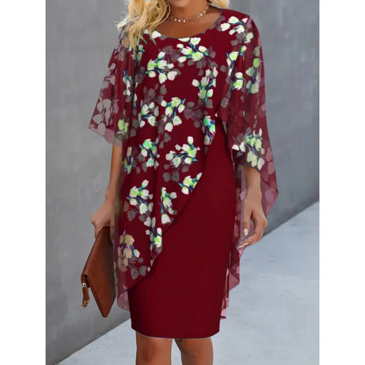 Jovira | Women's Midi Dress with Floral Pattern and Loose Fit