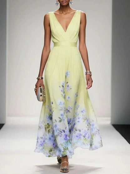 Emira | Women's Maxi Dress with Floral Print and Sleeveless Design